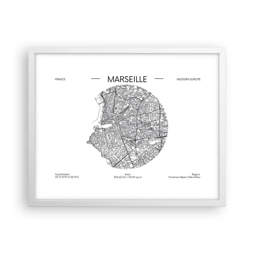 Affiche dans un cadre blanc - Poster - Anatomie de Marseille - 50x40 cm