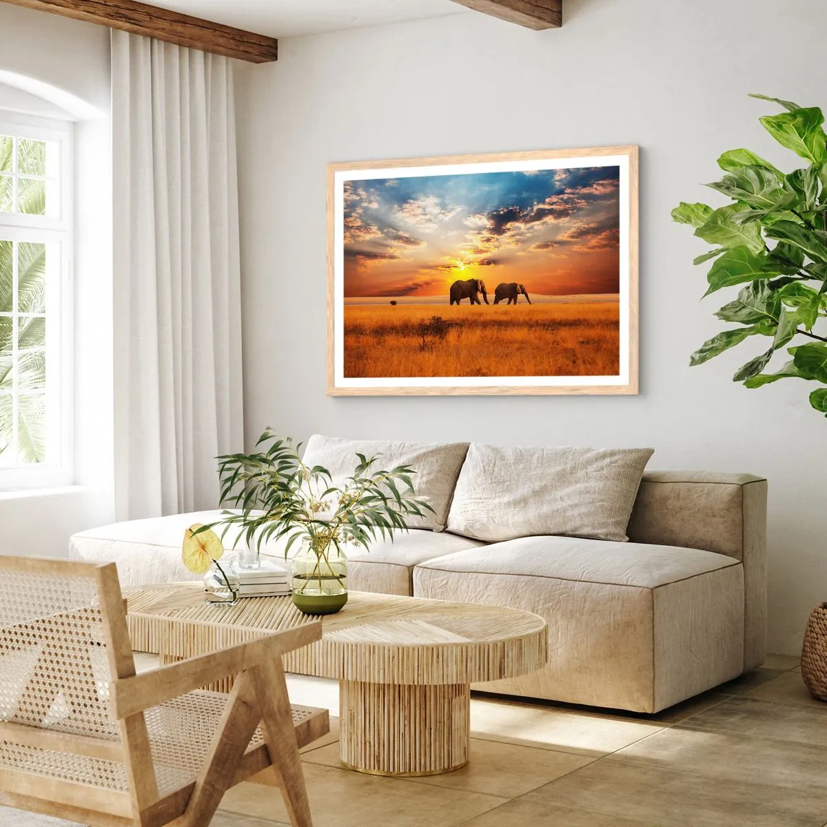 Affiche dans un chêne clair - Poster - Déambulation familliale - 50x40 cm