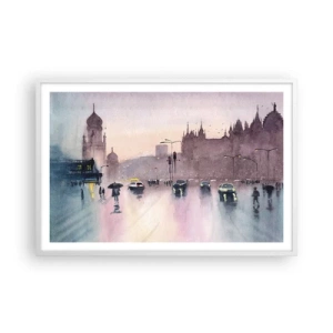 Affiche dans un cadre blanc - Poster - Dans une brume pluvieuse - 91x61 cm