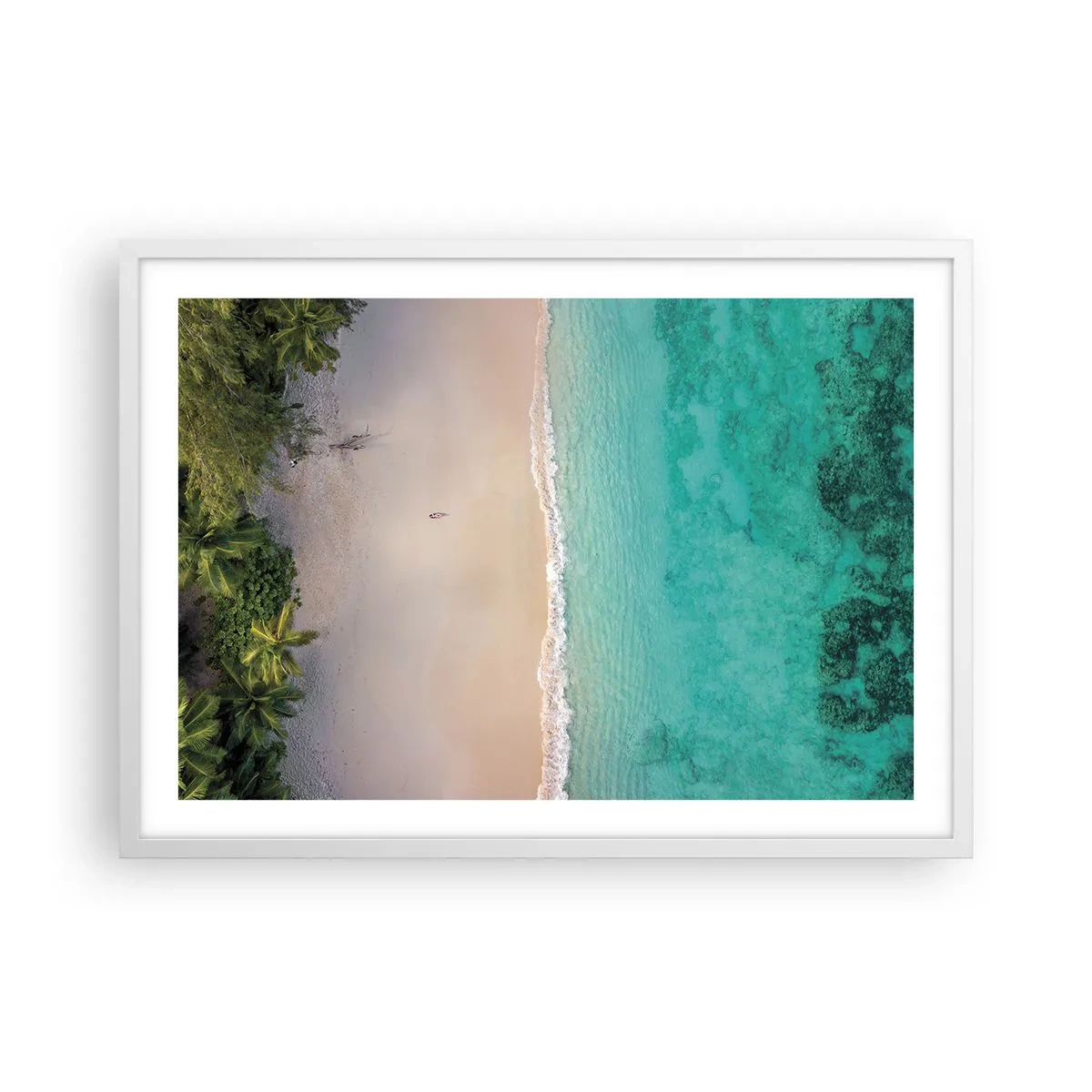 Affiche dans un cadre blanc - Poster - Plage paradisiaque - 70x50 cm