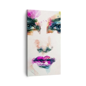 Impression sur toile - Image sur toile - Un portrait peint avec un arc-en-ciel - 45x80 cm