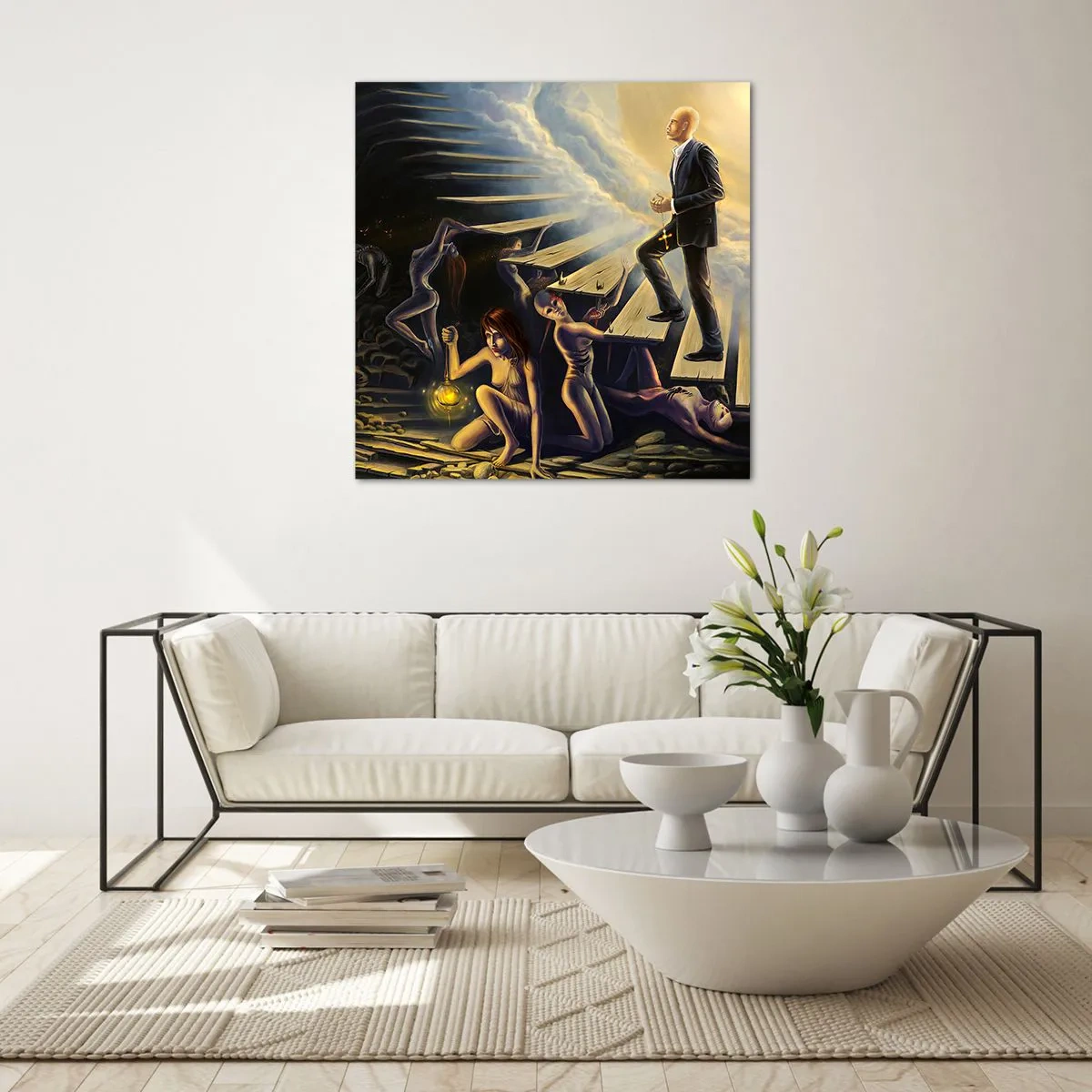 Impression sur verre - Image sur verre - Voyage dantesque vers la lumière - 60x60 cm