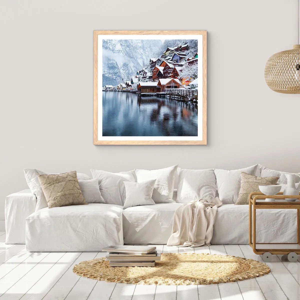 Affiche dans un chêne clair - Poster - En décoration hivernale - 60x60 cm