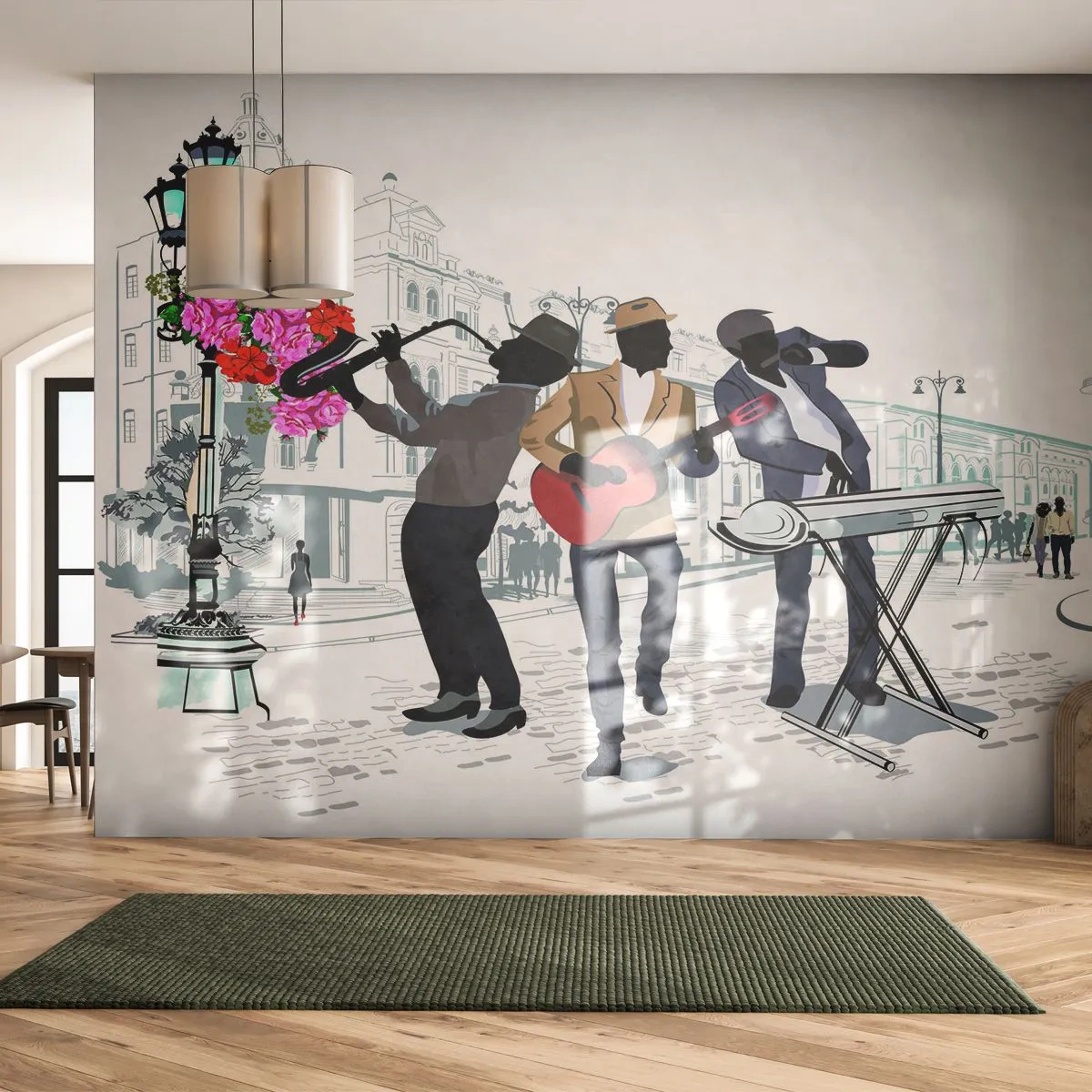 Papier Peint Autocollant Deluxe Sticker - Musique de rue - Musique, Guitare, Groupe - 250x175 cm