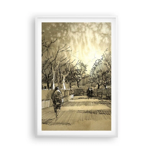 Affiche dans un cadre blanc - Poster - Un moment arrêté avec une plume - 61x91 cm