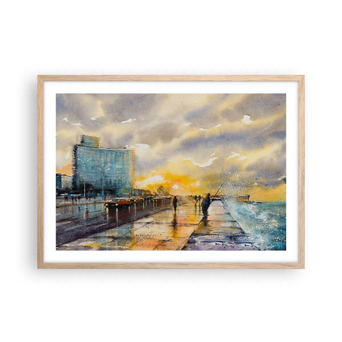 Affiche dans un chêne clair - Poster - La vie sur le rivage - 70x50 cm