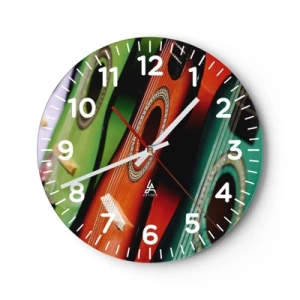 Horloge murale - Pendule murale - La guitare a plusieurs couleurs - 30x30 cm