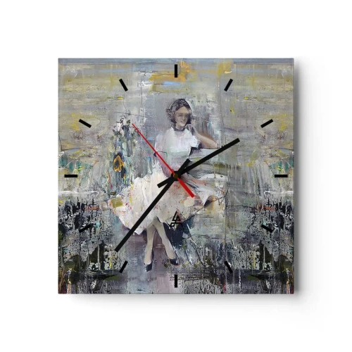 Horloge murale - Pendule murale - Portrait artistique d'une femme aux couleurs pastel - 30x30cm - Classique et moderne - Décoration murale moderne pour le salon et la chambre ARTTOR