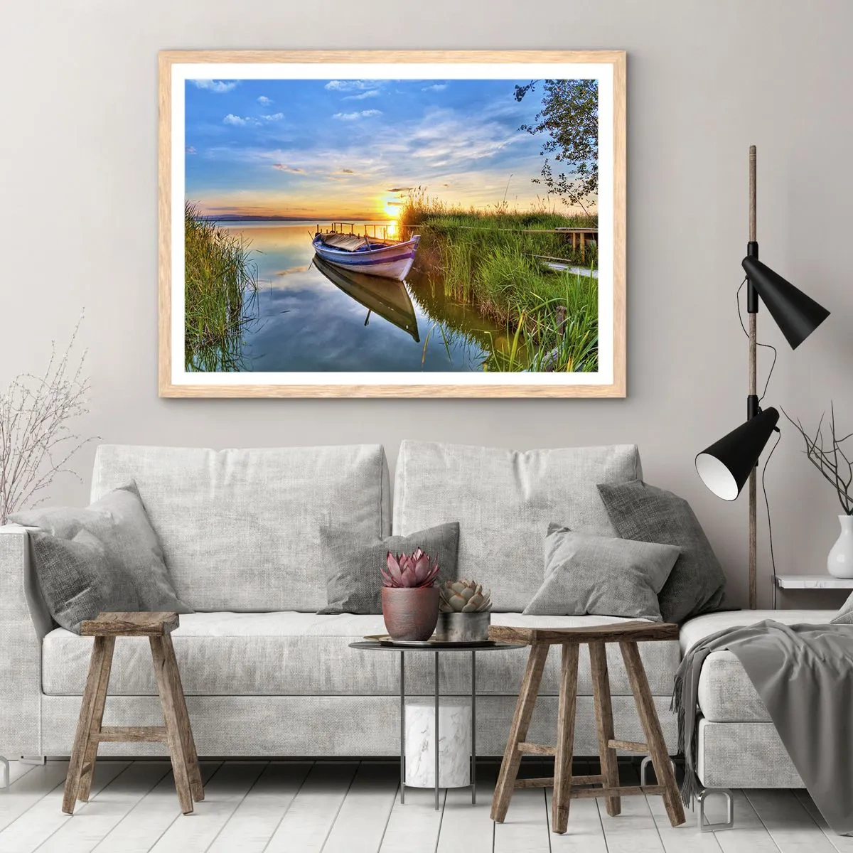 Affiche dans un chêne clair - Poster - La crique où les rêves deviennent réalité - 40x30 cm