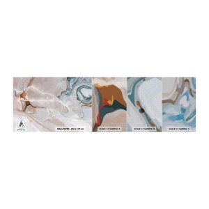 Échantillon de Papier Peint Premium Canvas - Le bleu serpente sous le blanc - Abstraction, Morceau, Modèle moderne - 100x30 cm