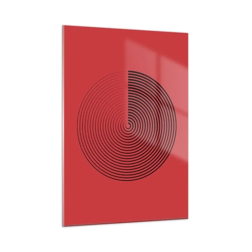 Impression sur verre - Image sur verre - Cercles concentriques noirs sur fond rouge - 50x70cm - Mouvement circulaire - Décoration murale moderne pour le salon et la chambre ARTTOR