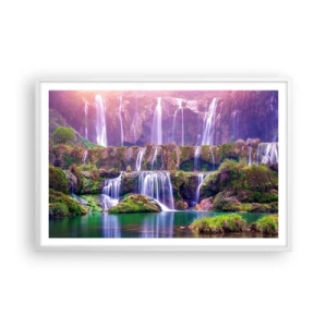 Affiche dans un cadre blanc - Poster - Escalier vers le ciel - 91x61 cm