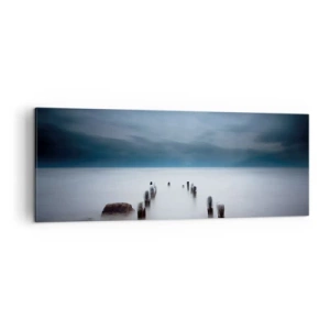 Impression sur toile - Image sur toile - La vieille jetée sur fond de mer calme - 140x50cm - Lac pensif - Décoration murale moderne pour le salon et la chambre ARTTOR
