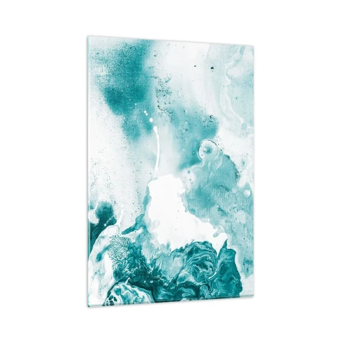 Impression sur verre - Image sur verre - Abstraction dans des tons de bleu avec de délicats accents de blanc - 80x120cm - Marécage bleu - Décoration murale moderne pour le salon et la chambre ARTTOR