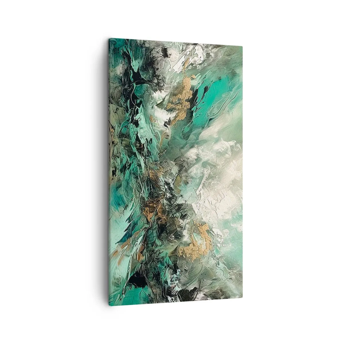 Impression sur toile - Image sur toile - Ressac émeraude et noir - 45x80 cm
