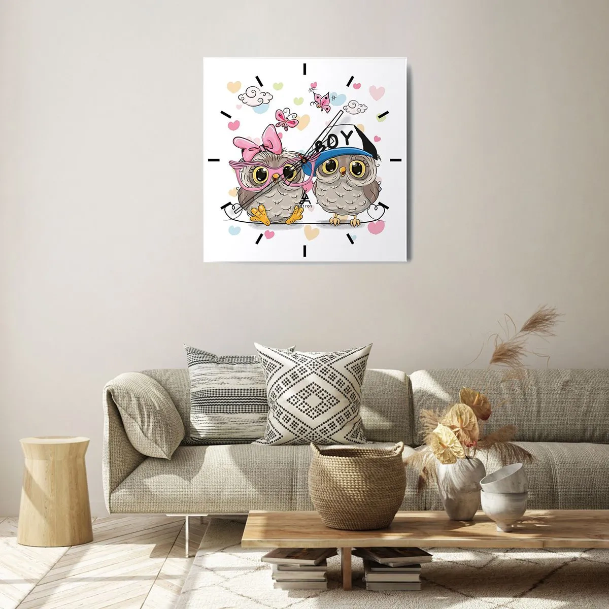 Horloge murale - Pendule murale - On s'aime! - 40x40 cm