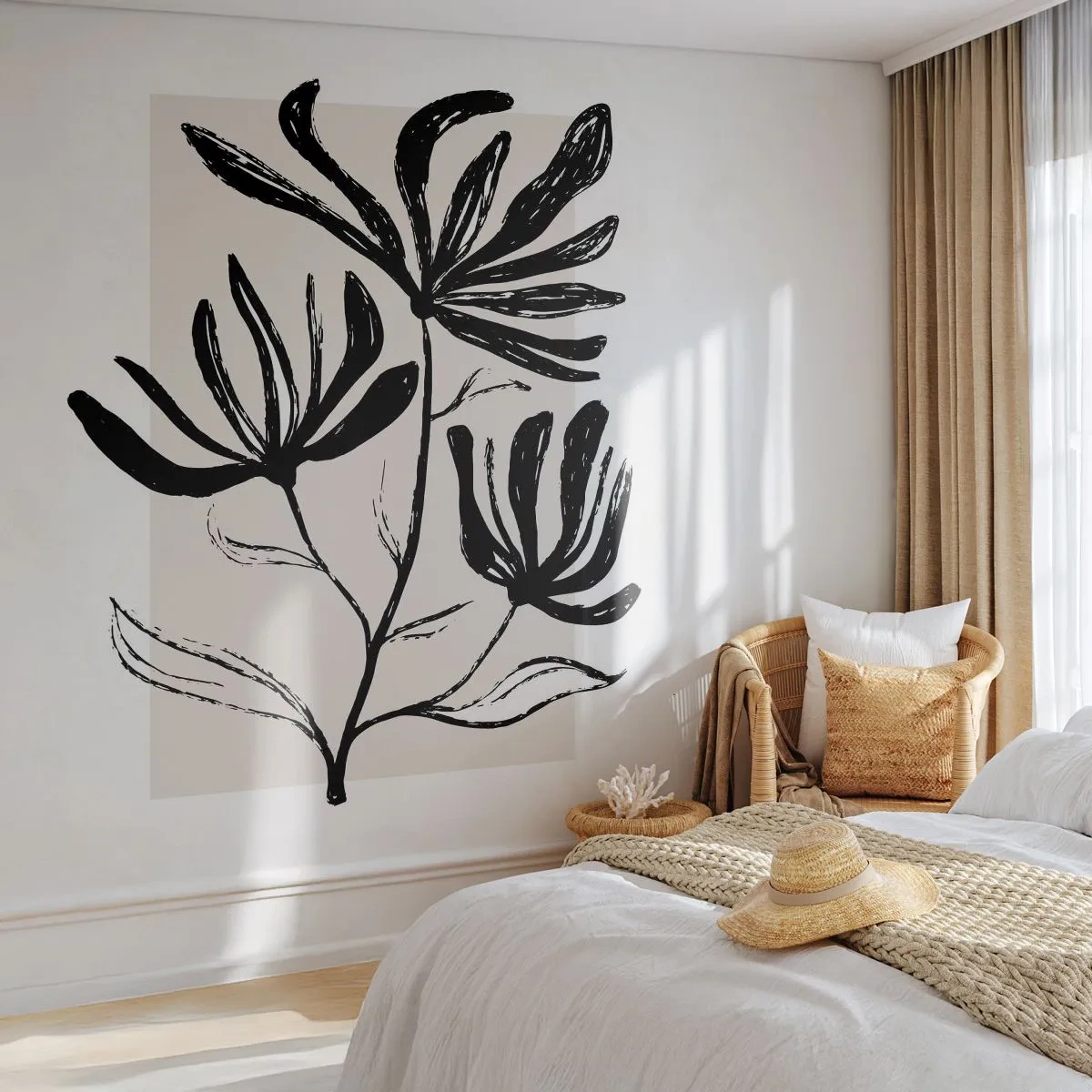 Papier Peint Photo Premium Canvas - Esquisse pour l'herbier - Fleur, Minimaliste, Moderne - 150x105 cm