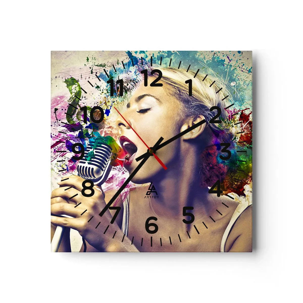 Horloge murale - Pendule murale - Peindre le monde avec sa voix - 40x40 cm
