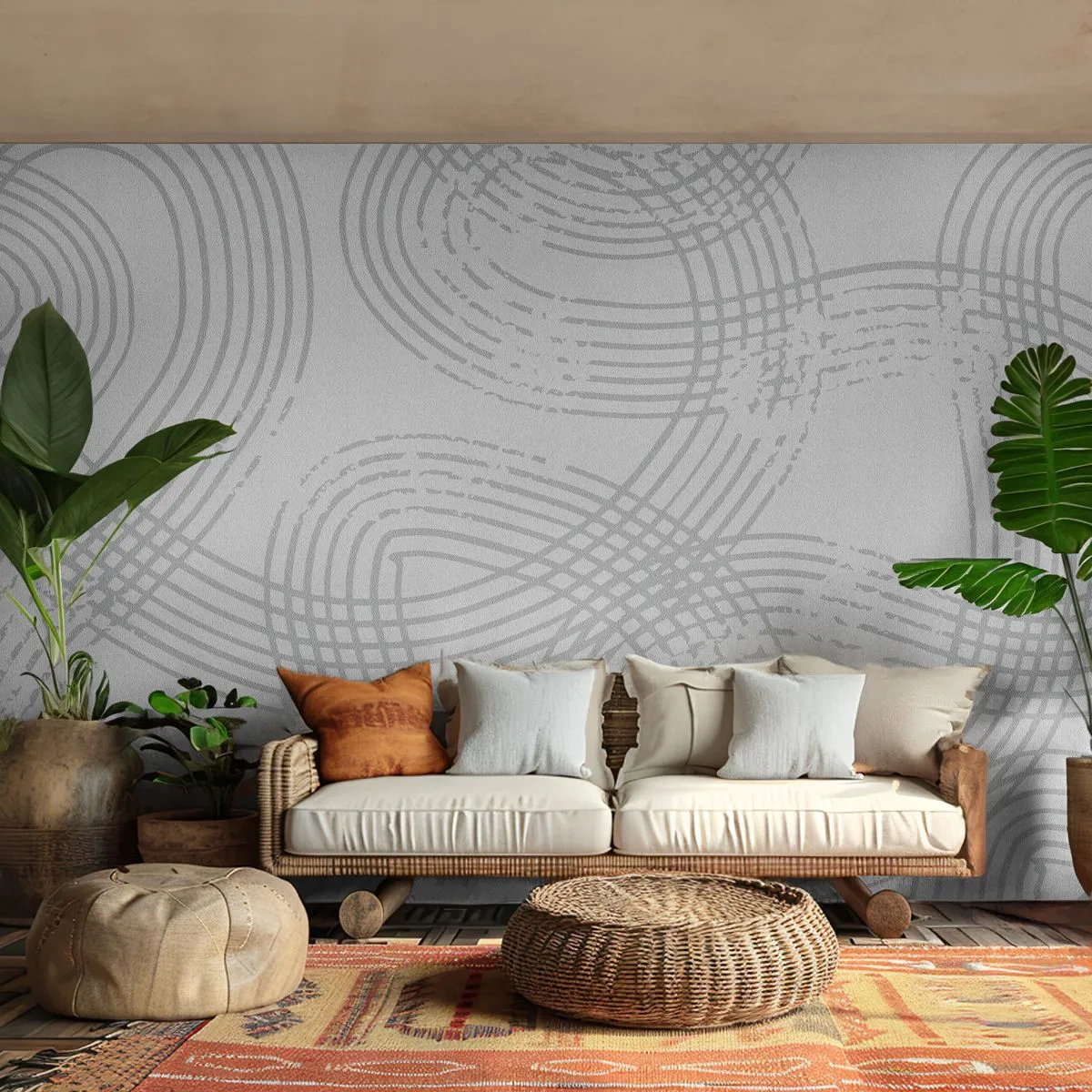 Papier Peint Photo Premium Sand - Lignes abstraites dans des tons de gris sur un fond clair - 100x70cm - Il n'y a pas de chemin droit - Décoration murale moderne pour le salon et la chambre ARTTOR