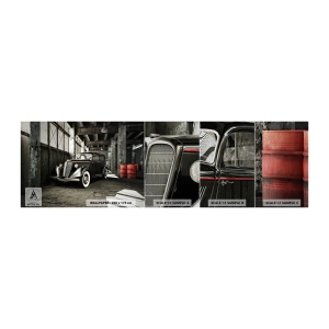 Échantillon de Papier Peint Premium Sand - L'élégance éternelle des années 30 - Automobile, Voiture rétro, Entrepôt d'usine - 100x30 cm