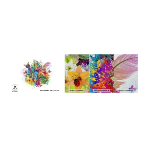 Échantillon de Papier Peint Premium Sand - Un bouquet de joie - Papillon, Fleur, Graphique - 100x30 cm