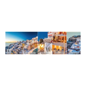 Échantillon de Papier Peint Autocollant Deluxe Sticker - L'essence de la grecque - Santorin, Architecture, Grèce - 100x30 cm