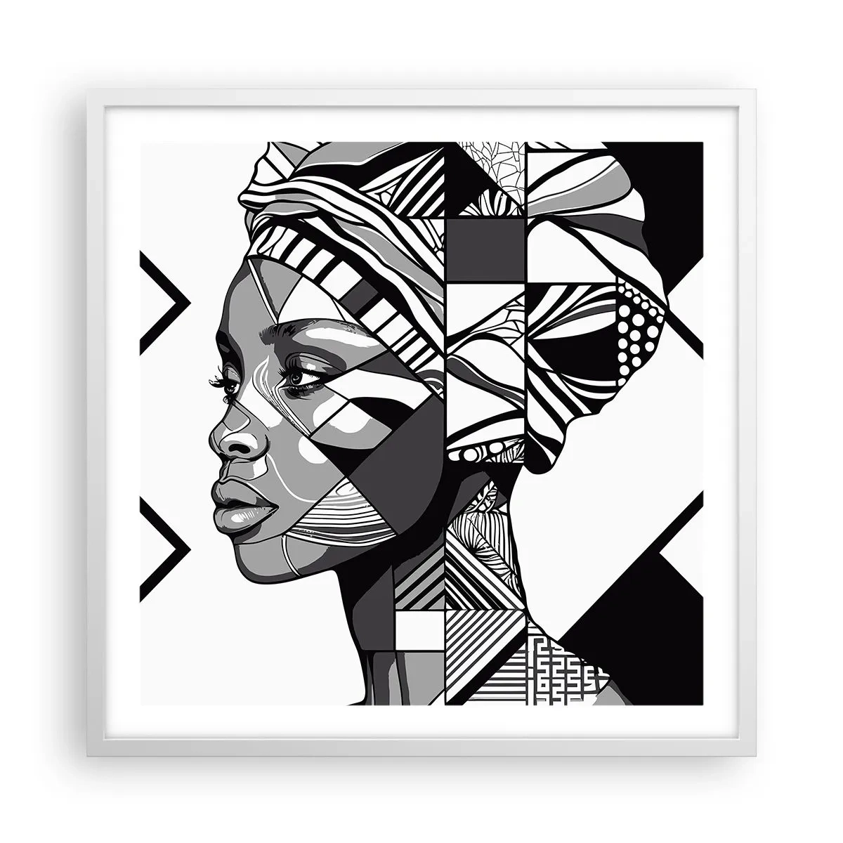 Affiche dans un cadre blanc - Poster - Portrait ethnique - 60x60 cm