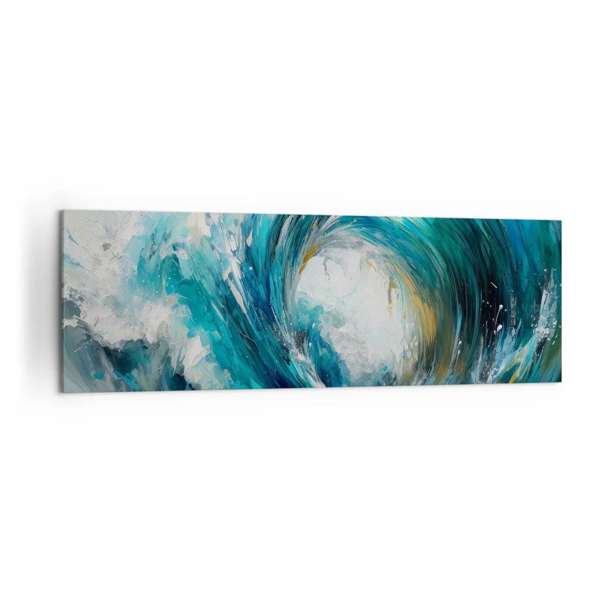 Impression sur toile - Image sur toile - Une vague dynamique dans les tons bleu et turquoise - 160x50cm - Portail maritime - Décoration murale moderne pour le salon et la chambre ARTTOR