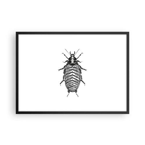 Affiche dans un cadre noir - Poster - Graphique d'un insecte noir et blanc sur fond blanc - 70x50cm - Quel spécimen! - Décoration murale moderne pour le salon et la chambre ARTTOR