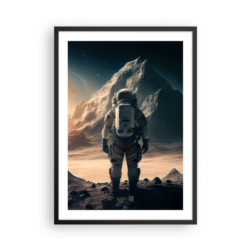 Affiche dans un cadre noir - Poster - Astronaute sur une planète extraterrestre à la lumière des étoiles - 50x70cm - Nouveau défi - Décoration murale moderne pour le salon et la chambre ARTTOR