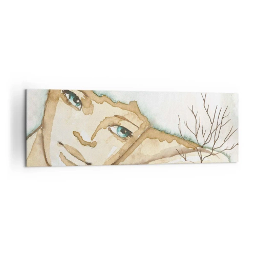 Impression sur toile - Image sur toile - Portrait artistique d'une femme aux couleurs pastel - 160x50cm - L'arbre de la poésie naît du silence - Décoration murale moderne pour le salon et la chambre ARTTOR