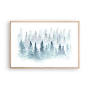 Affiche dans un chêne clair - Poster - Enveloppé de brouillard - 91x61 cm