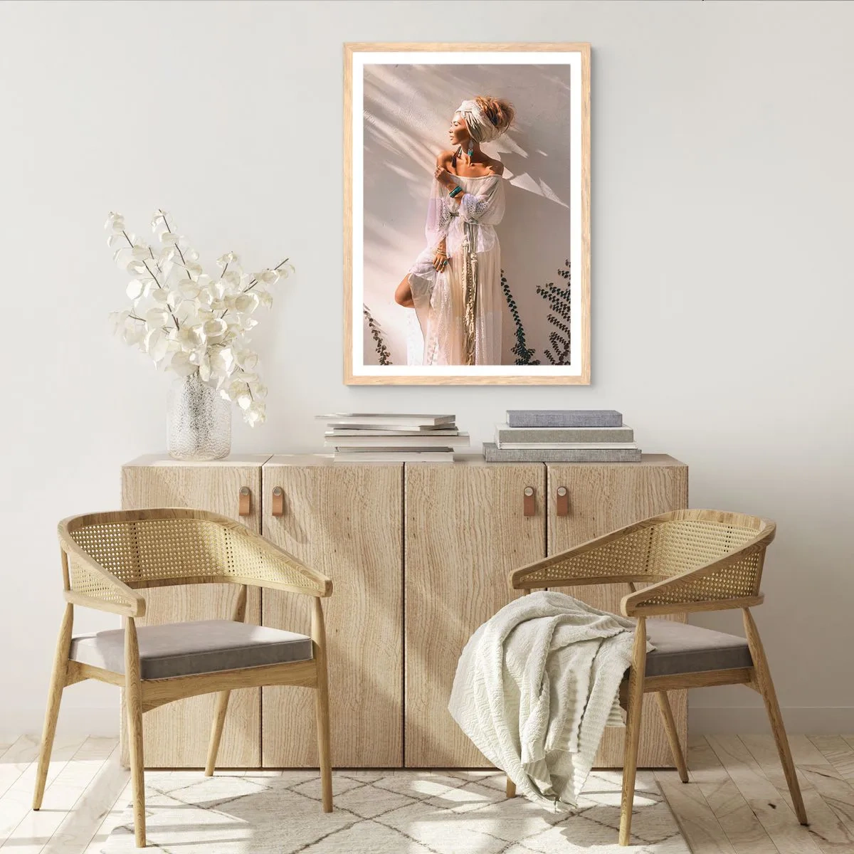 Affiche dans un chêne clair - Poster - Le soleil et la fille - 30x40 cm