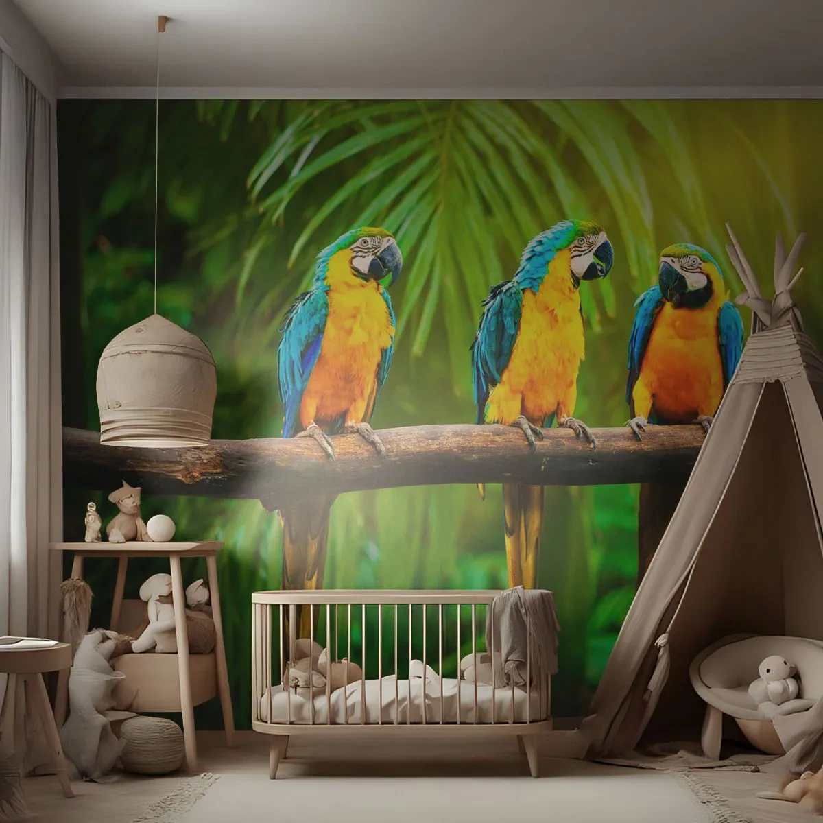 Papier Peint Photo Standard Eco - Et avez-vous entendu qu'elle ...? - Des oiseaux, Perroquets, Nature - 200x140 cm
