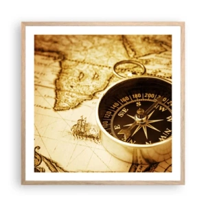 Affiche dans un chêne clair - Poster - Est ou ouest? - 60x60 cm