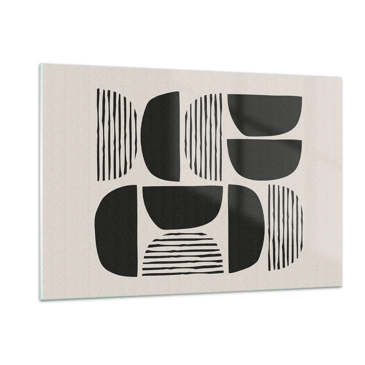 Impression sur verre - Image sur verre - Composition abstraite de formes géométriques avec des lignes - 120x80cm - Offres sans enthousiasme - Décoration murale moderne pour le salon et la chambre ARTTOR