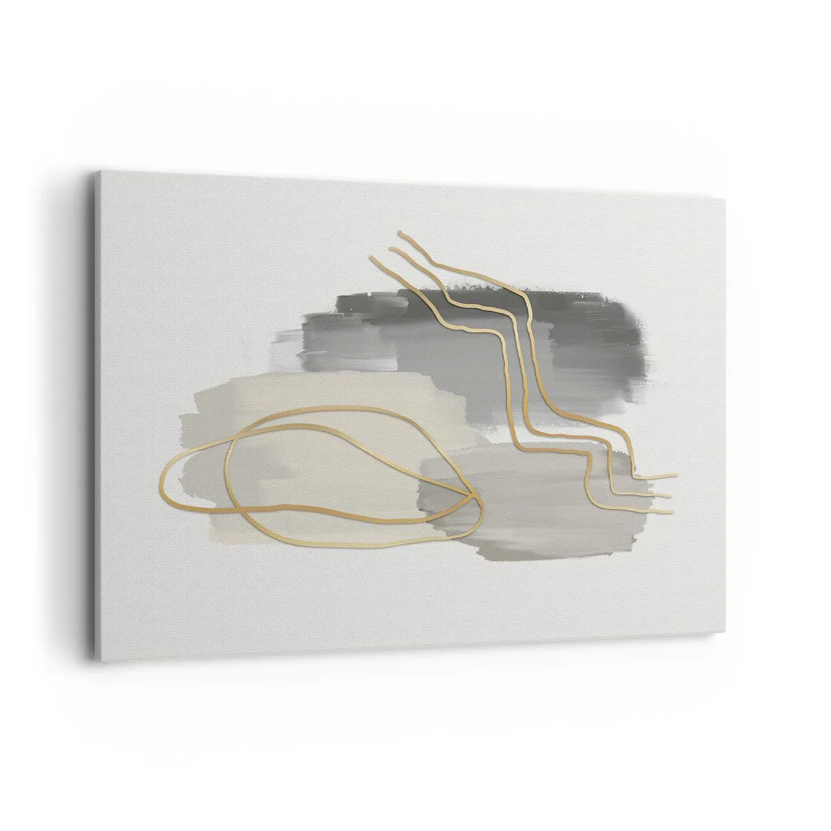 Impression sur toile - Image sur toile - Lignes dorées abstraites sur fond gris - 100x70cm - Durée et mouvement - Décoration murale moderne pour le salon et la chambre ARTTOR