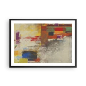 Affiche dans un cadre noir - Poster - Abstraction colorée avec des formes géométriques - 70x50cm - Géométrie des couleurs - Décoration murale moderne pour le salon et la chambre ARTTOR