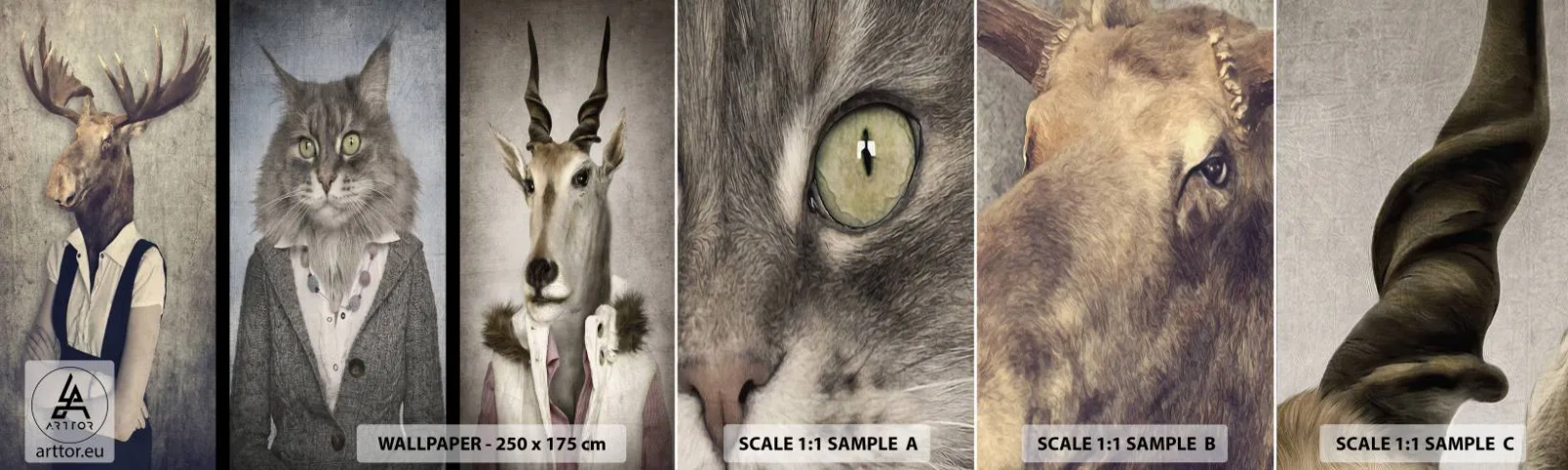 Échantillon De Papier Peint Standard Eco - La fourrure revient à la mode - Abstraction, Fantaisie, Élan - 100x30 cm