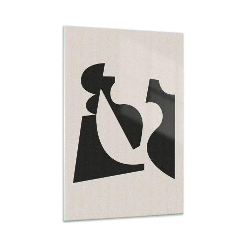 Impression sur verre - Image sur verre - Composition géométrique abstraite en noir et blanc - 80x120cm - À monter soi-même - Décoration murale moderne pour le salon et la chambre ARTTOR