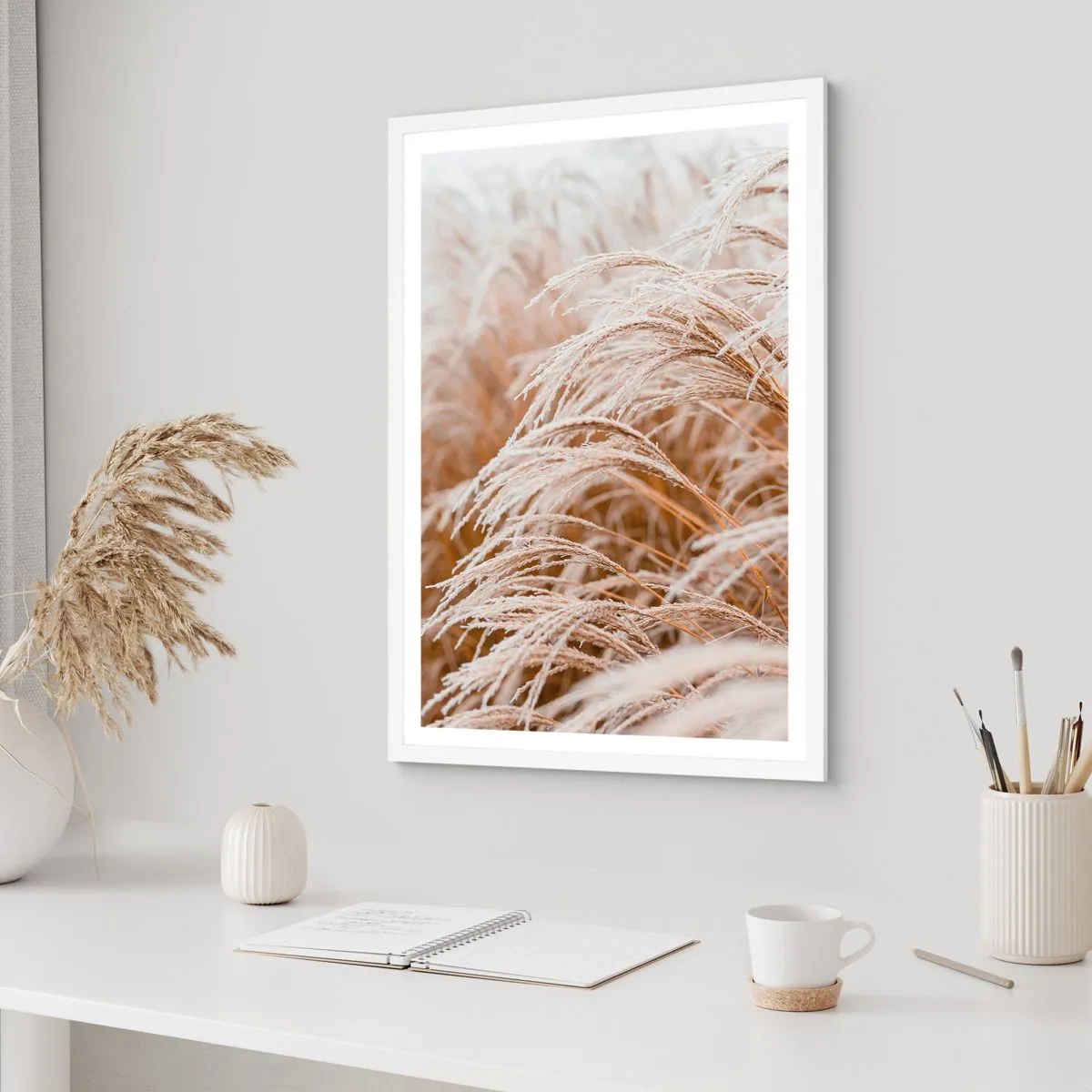 Affiche dans un cadre blanc - Poster - Prosternez-vous devant le soleil d'automne - 50x70 cm