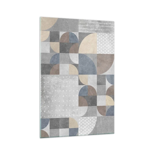 Impression sur verre - Image sur verre - Motif géométrique dans des tons pastel - 70x100cm - Fantaisie de la céramique  - Décoration murale moderne pour le salon et la chambre ARTTOR