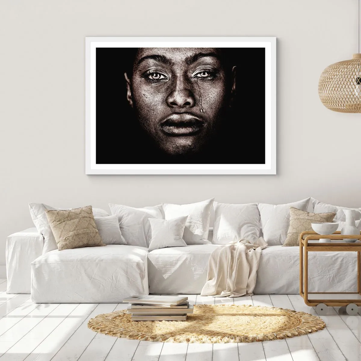 Affiche dans un cadre blanc - Poster - Une larme - 91x61 cm
