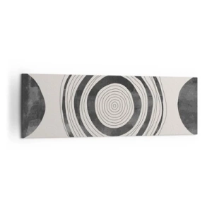 Impression sur toile - Image sur toile - Cercles minimalistes noirs et blancs sur fond clair - 160x50cm - Ce qui est important c'est ce qu'il y a entre les deux - Décoration murale moderne pour le salon et la chambre ARTTOR