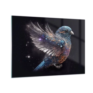 Impression sur verre - Image sur verre - Moineau de l'espace avec paillettes de diamant - 70x50cm - Moineau de diamant - Décoration murale moderne pour le salon et la chambre ARTTOR