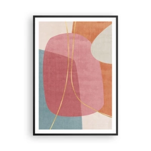 Affiche dans un cadre noir - Poster - Composition pastel au fil d'or - 70x100 cm