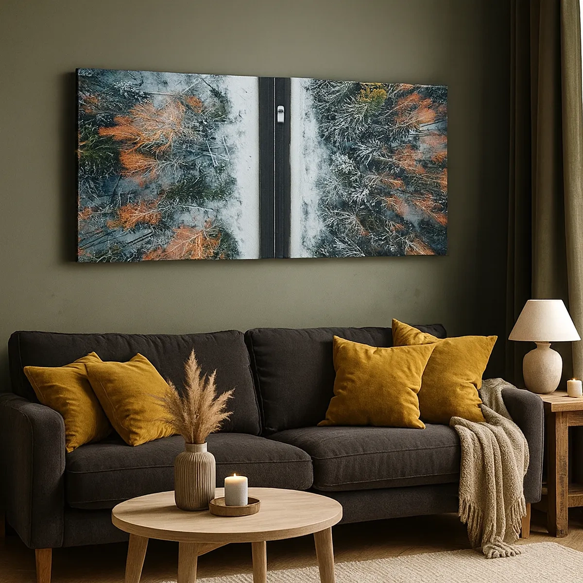 Impression sur toile - Image sur toile - Couper à travers la forêt d'hiver - 30x30 cm