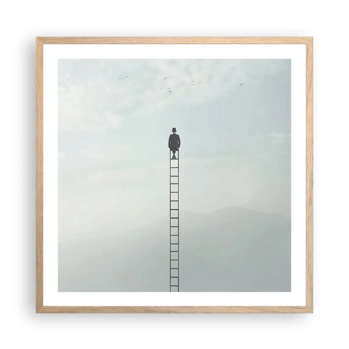 Affiche dans un chêne clair - Poster - Se soulever au-dessus - 60x60 cm