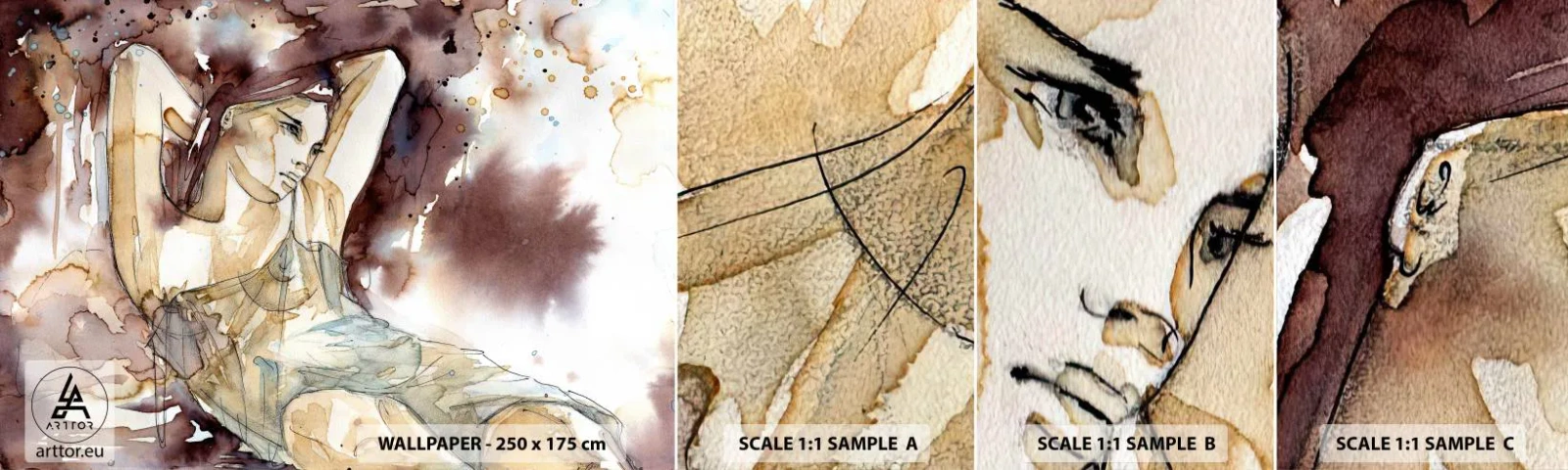 Échantillon de Papier Peint Autocollant Deluxe Sticker - D'humeur lilas - Abstraction, Femme, Corps - 100x30 cm