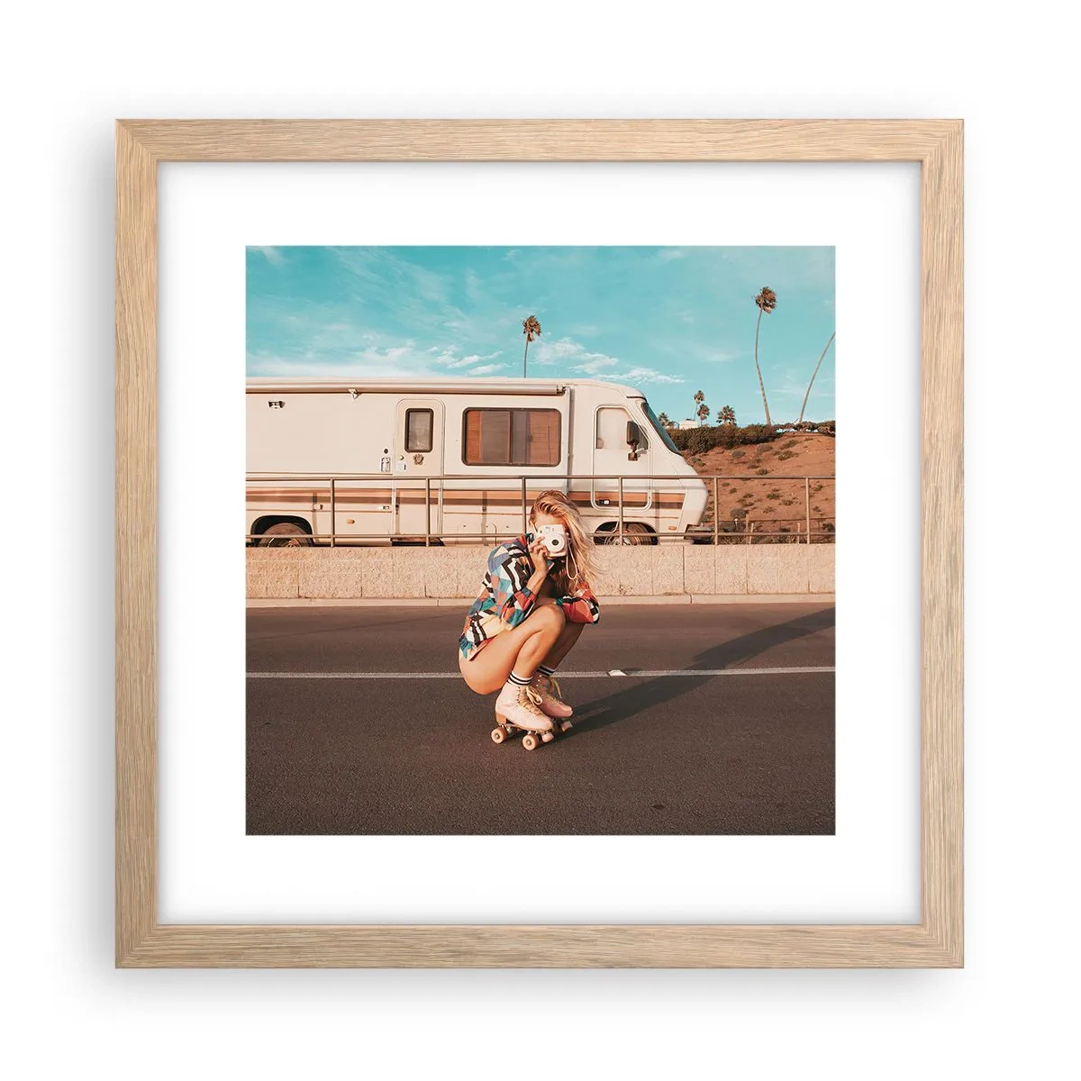 Affiche dans un chêne clair - Poster - Souriez s'il-vous-plait! - 30x30 cm